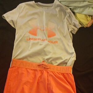 Under Armour Light Gray and Bright Orange Active Set